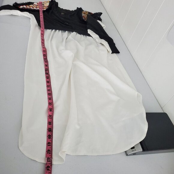 Stella Marina Womens Black Embroidered Frayed Shirt Dress Unique Hippie Boho - Picture 5 of 7